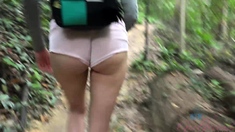 Amateur ass rammed outdoors