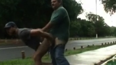 Daddy And Guy Fucking Outdoor Near Road