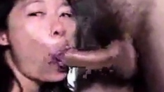 Asian horny mom gets her face full of cum