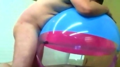 Big inflatable beach ball fuck cum inside