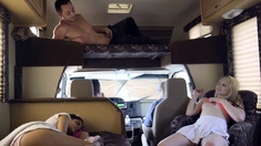 Teens riding dick in a travel camper